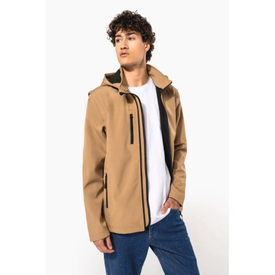Unisex 3-layer softshell hooded jacket with removable sleeves